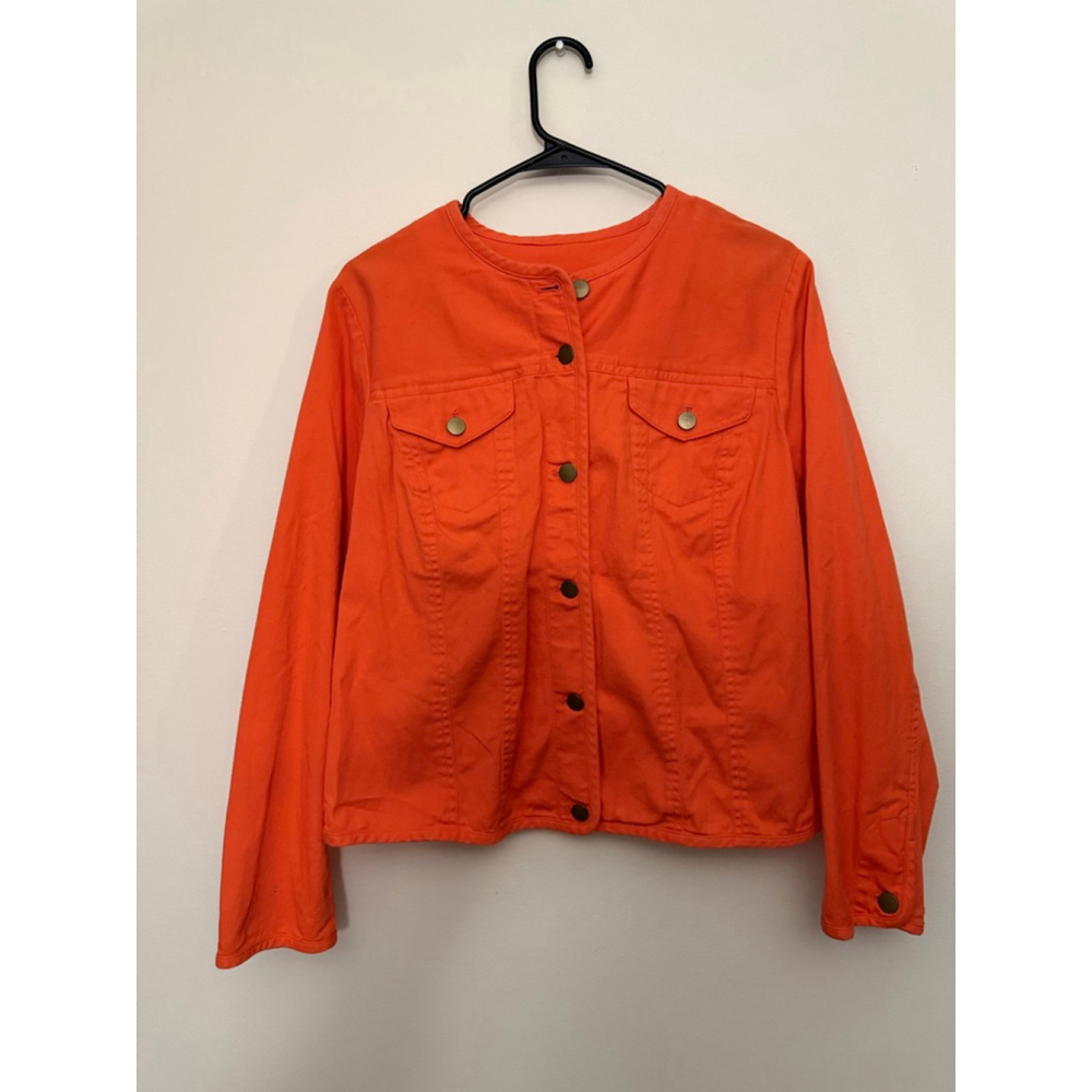 Women's Pendleton Orange Petite L Collarless Denim Jacket